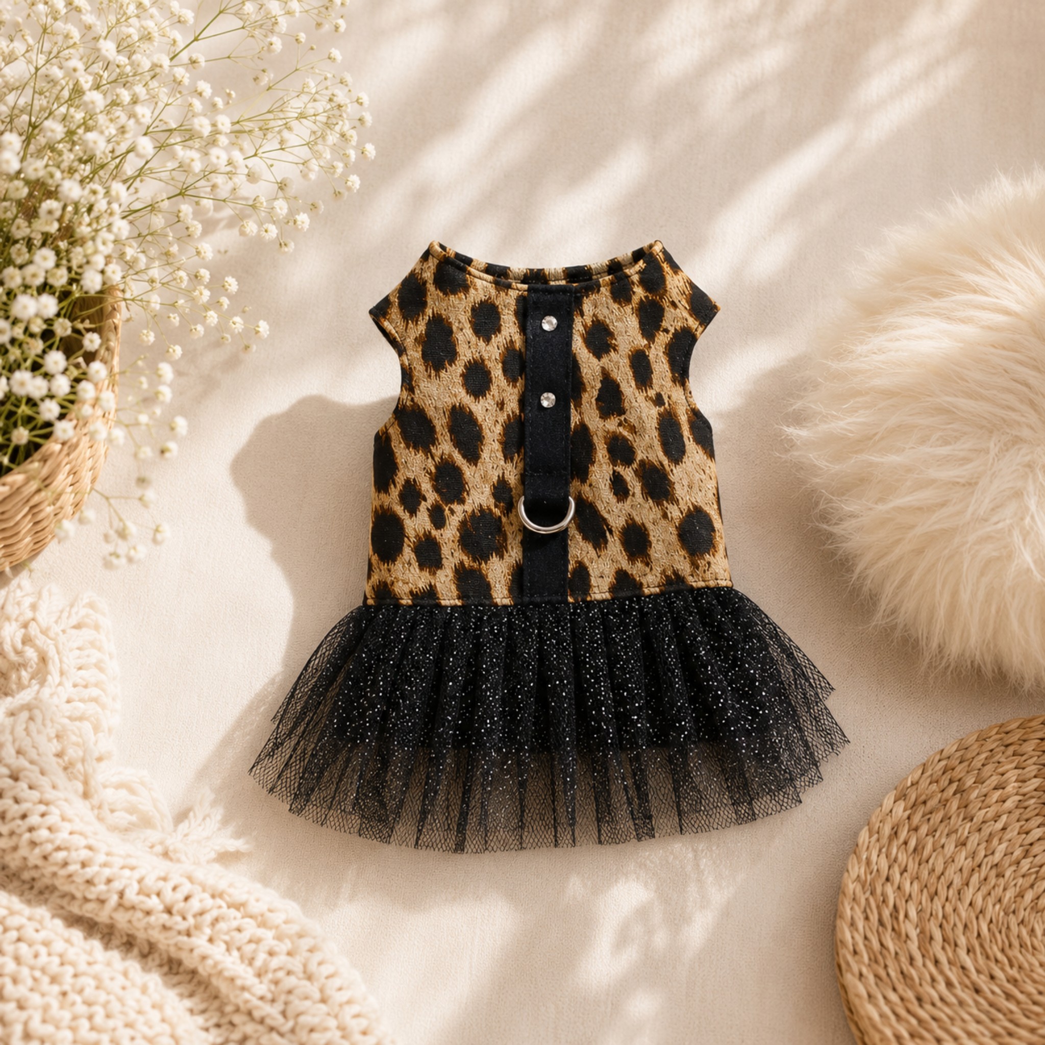 Pettorina Fashion Leopard con Tutù per Cani